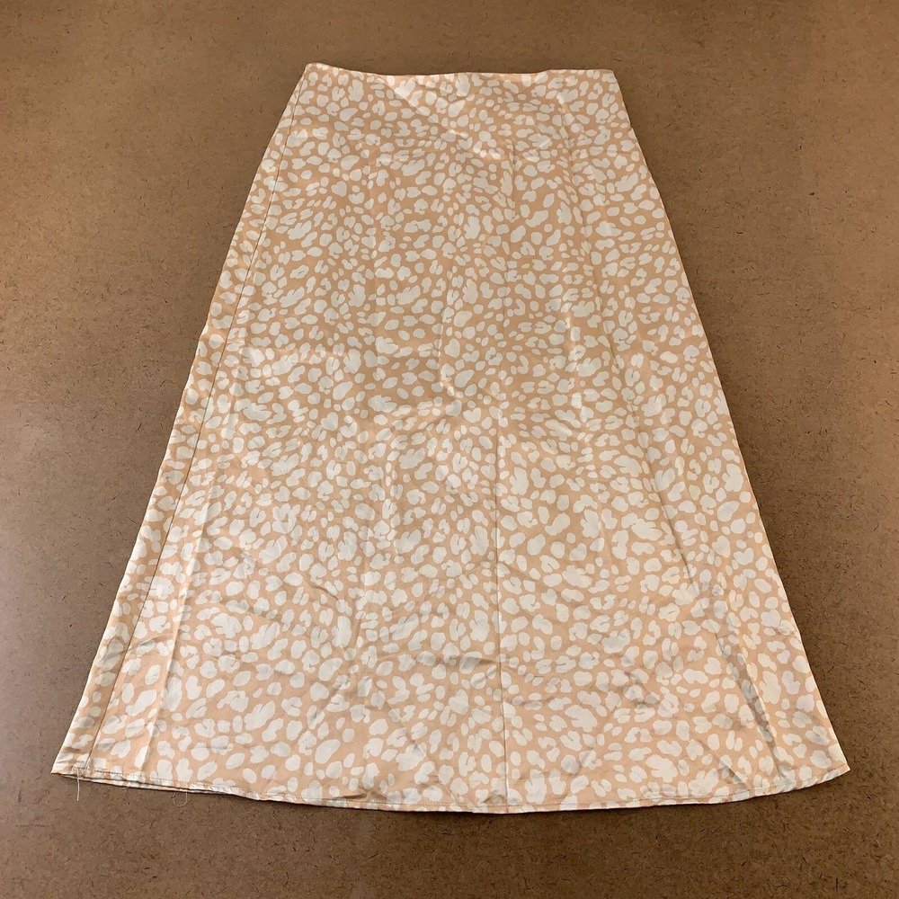 Vestique Womens Size Medium Beige White Animal Print A Line Midi Skirt New